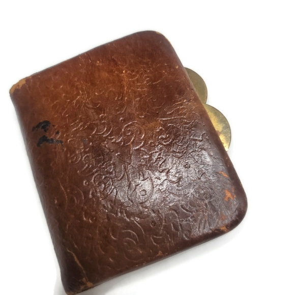 Leather school Florence Italy vintage kiss clasp tooled leather coin purse - Picture 10 of 10